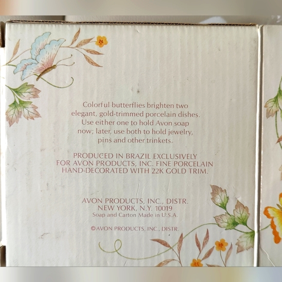 Vintage 1979 Avon Butterfly Fantasy 22K Gold Trim Porcelain Soap Dishes & Soap - Picture 2 of 3